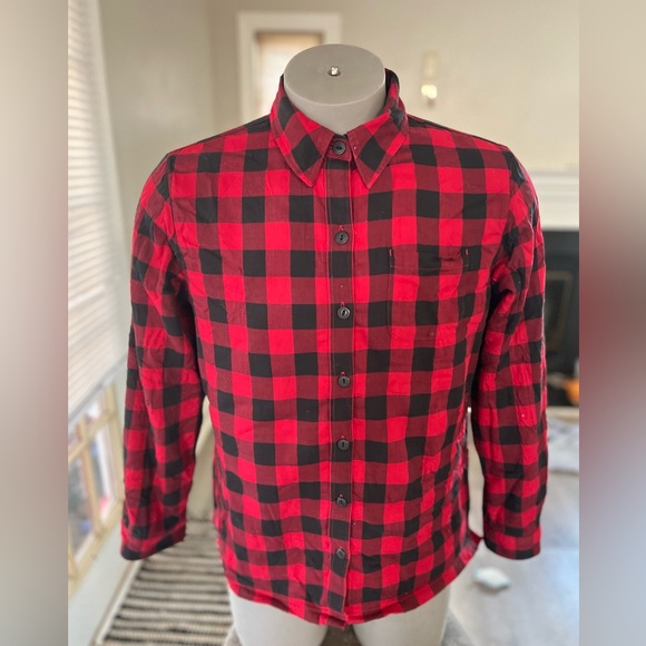 L.L. Bean Fleece Buffalo Plaid Button Up Jacket Medium - Picture 1 of 5